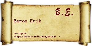 Beros Erik névjegykártya